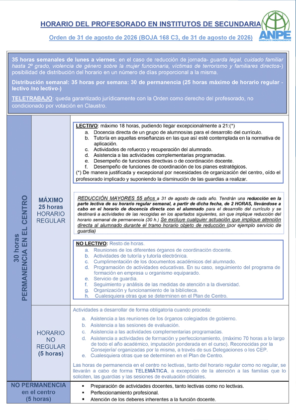 Horario institutos